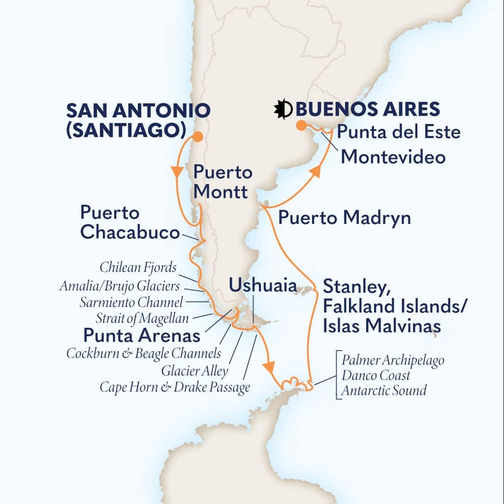 22-DAY SOUTH AMERICA & ANTARCTICA Cruise Itinerary