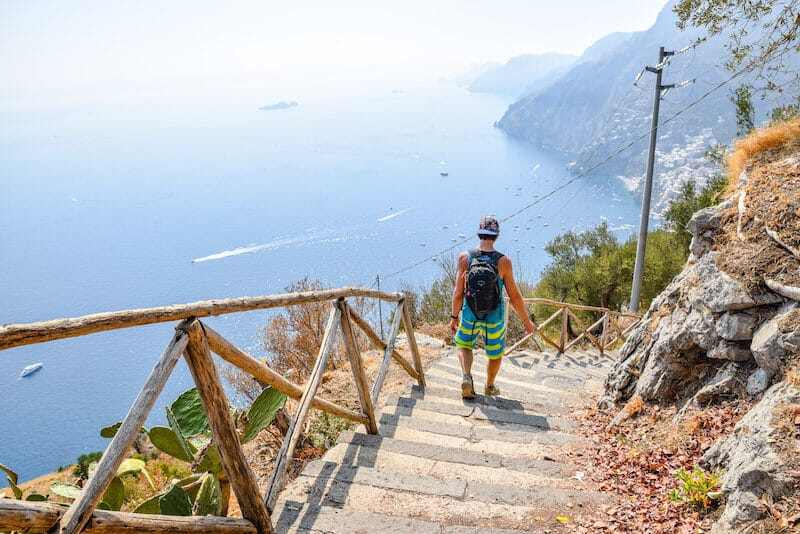 A hiker on the Path of the Gods, Amalfi Coast