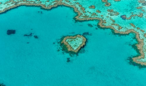 Heart shaped island in the Great Barrier Reef, Australia