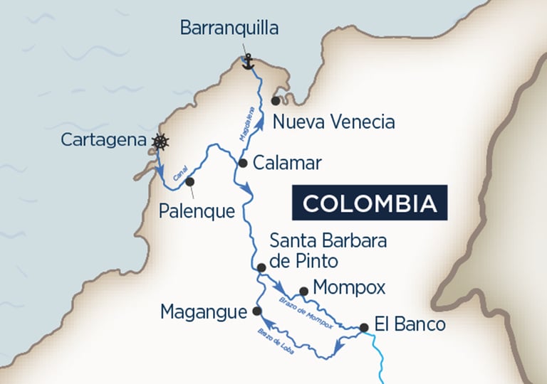 Magdalena river map colombia