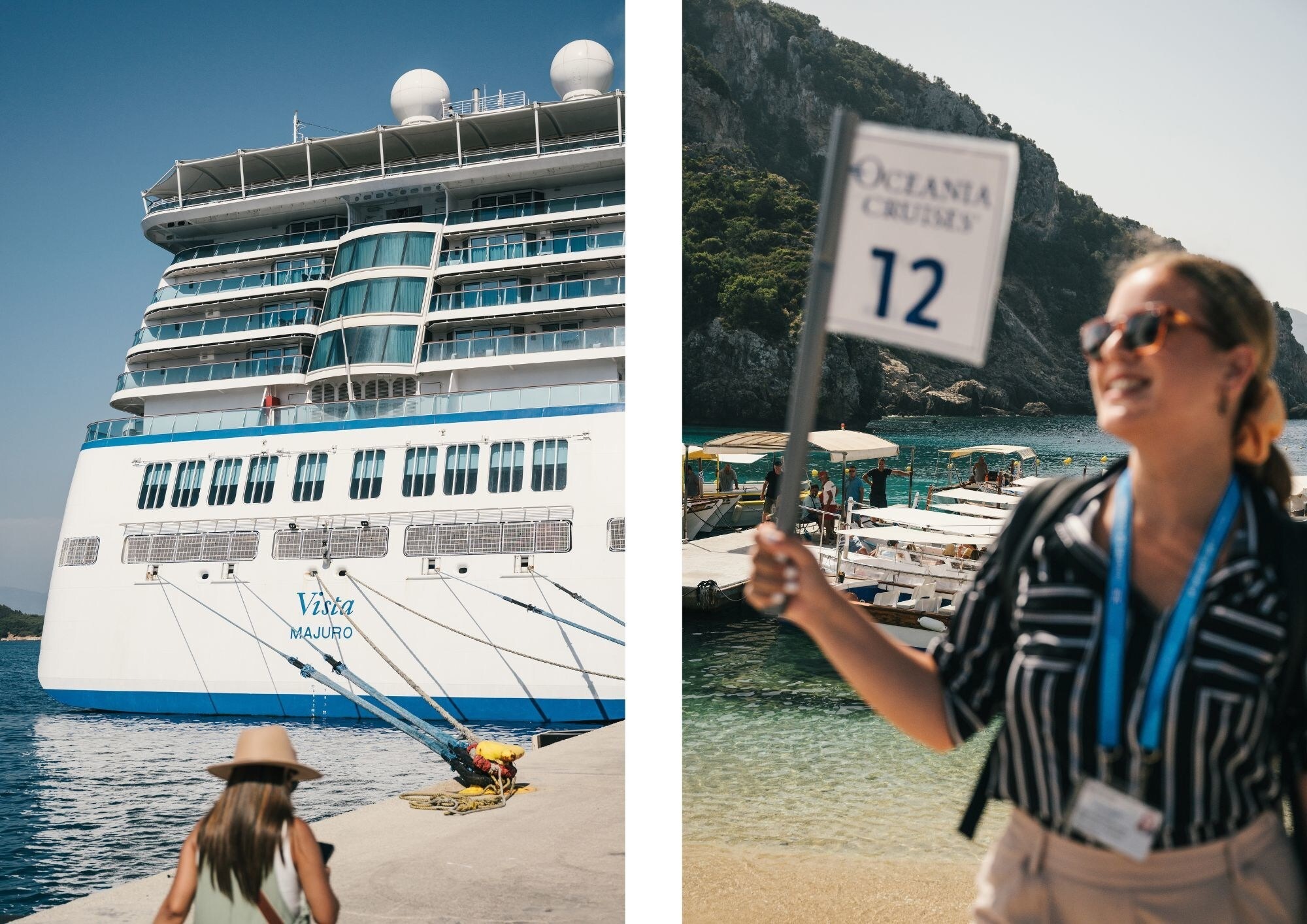 Oceania Vista at sea (left) and Culinary Discovery Tours (right)