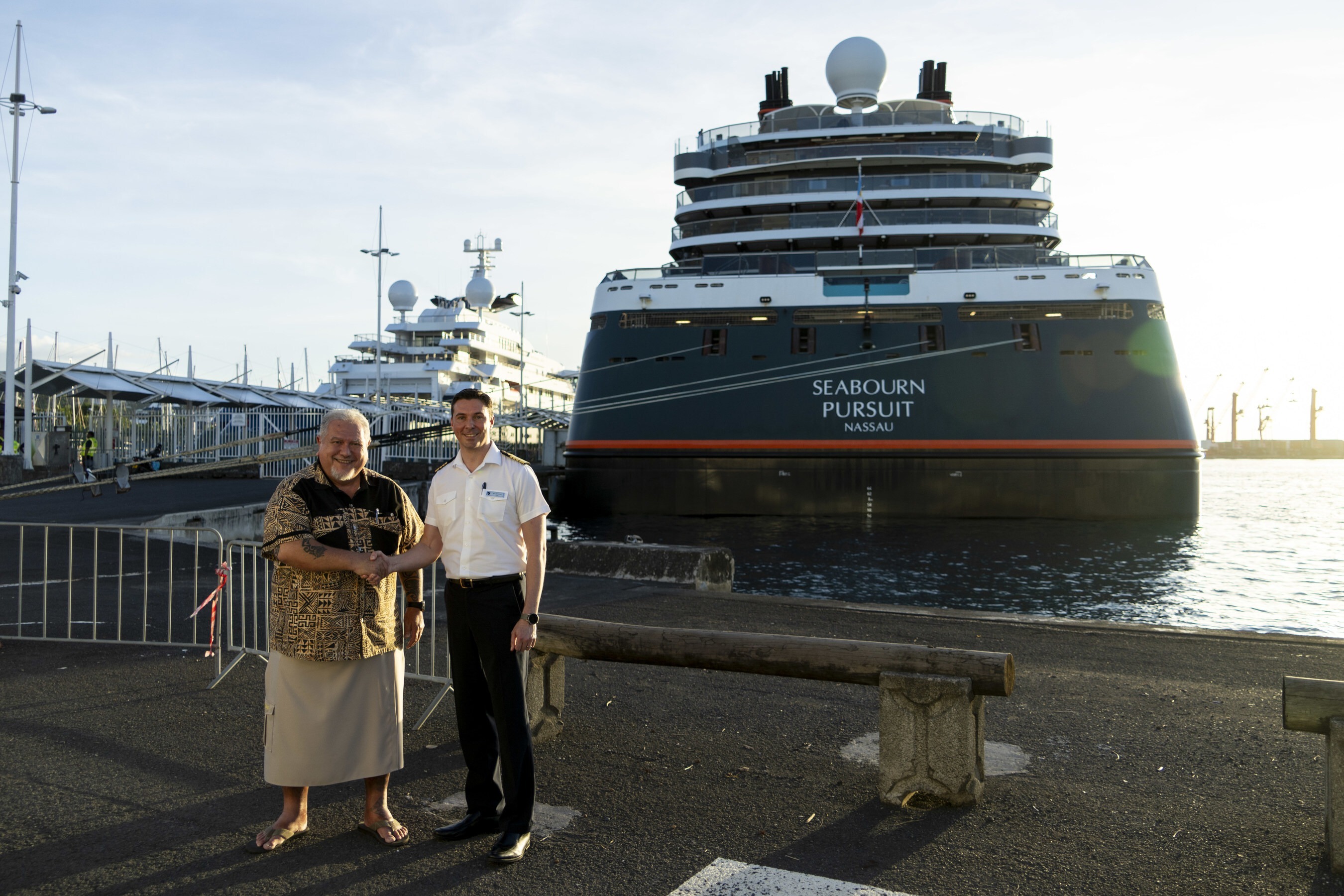 President Moetai Brotherson and Captain Steven Macbeath