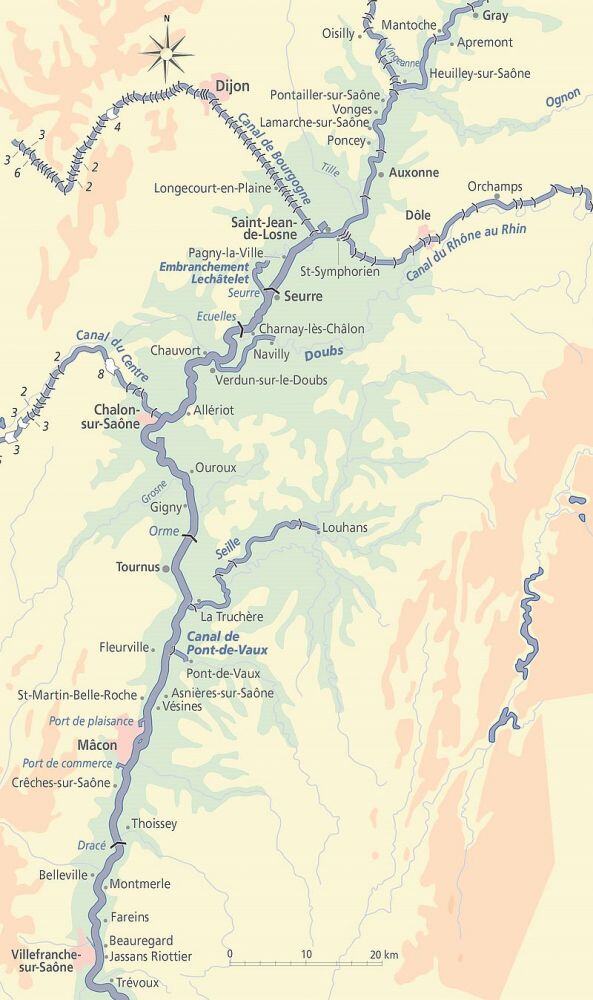 Saône River map