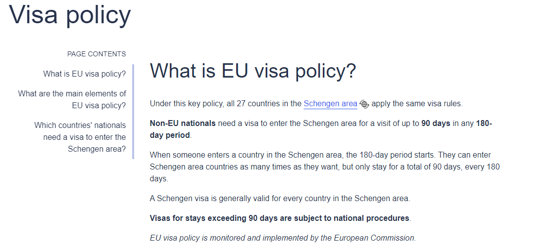 Schengen Area Visa Policy