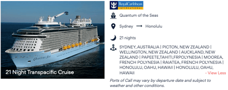Royal Caribbean Sydney to Honolulu, Hawaii 8 April 2025