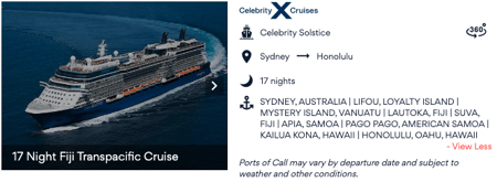 Celebrity Cruises Sydney to Honolulu, Hawaii 9 April 2025