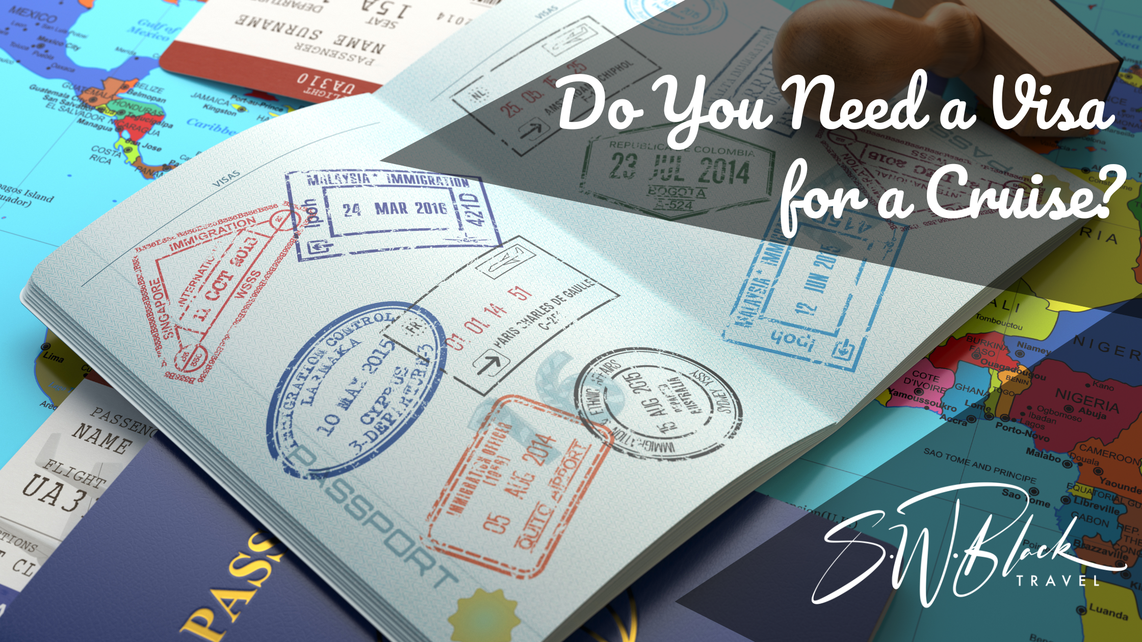 Do you need a visa for a cruise? Passports open with stamps showing entry and exits to multiple countries