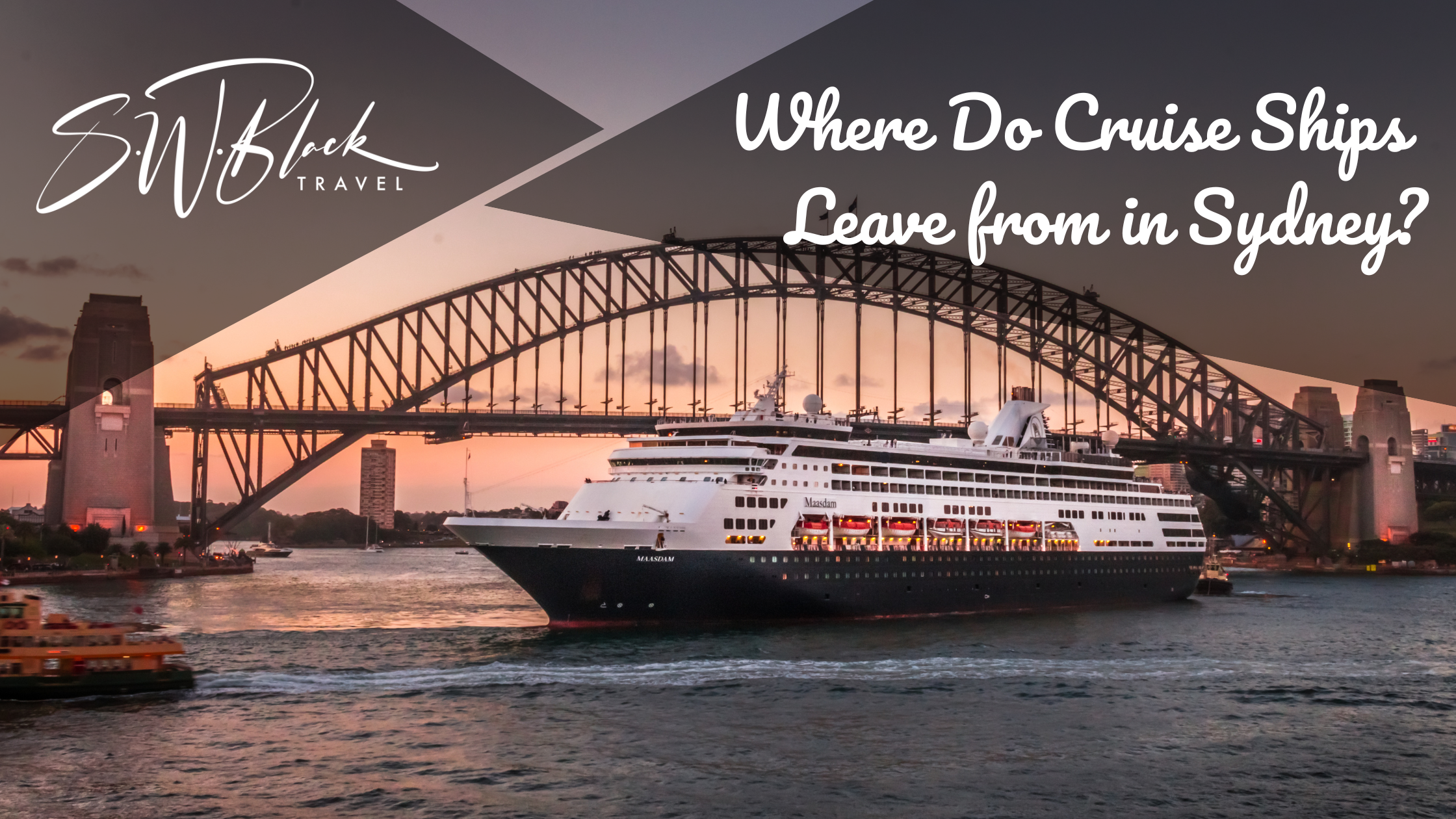 Where do cruise ships leave from in Sydney? Cruise ship in front of the Harbour Bridge on its way to the Overseas Passenger Terminal in Circular Quay.